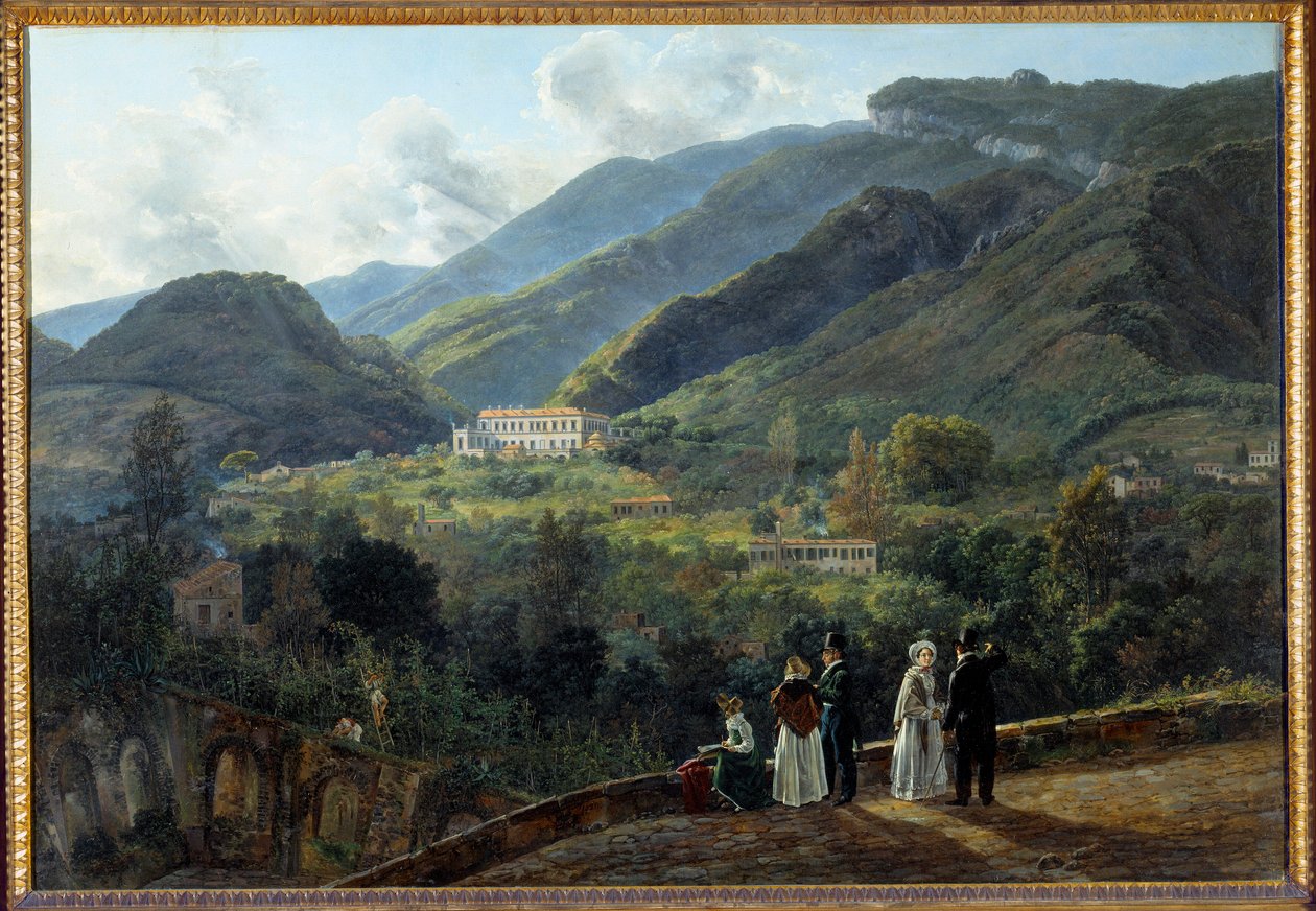 Kasino Reale de Quisiana v Castellammare s dánským soudem. Obraz od Johana Dahla (1788-1857) od Johan Christian Dahl