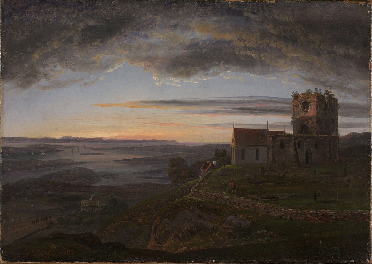 Zničený kostel v Avaldsnesu u Karmøy od Johan Christian Dahl