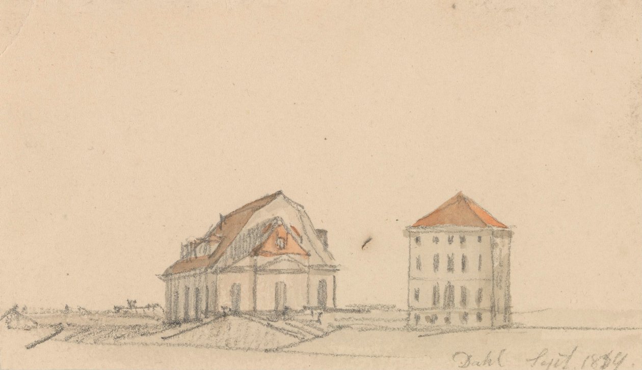 Dva zděné domy od Johan Christian Dahl
