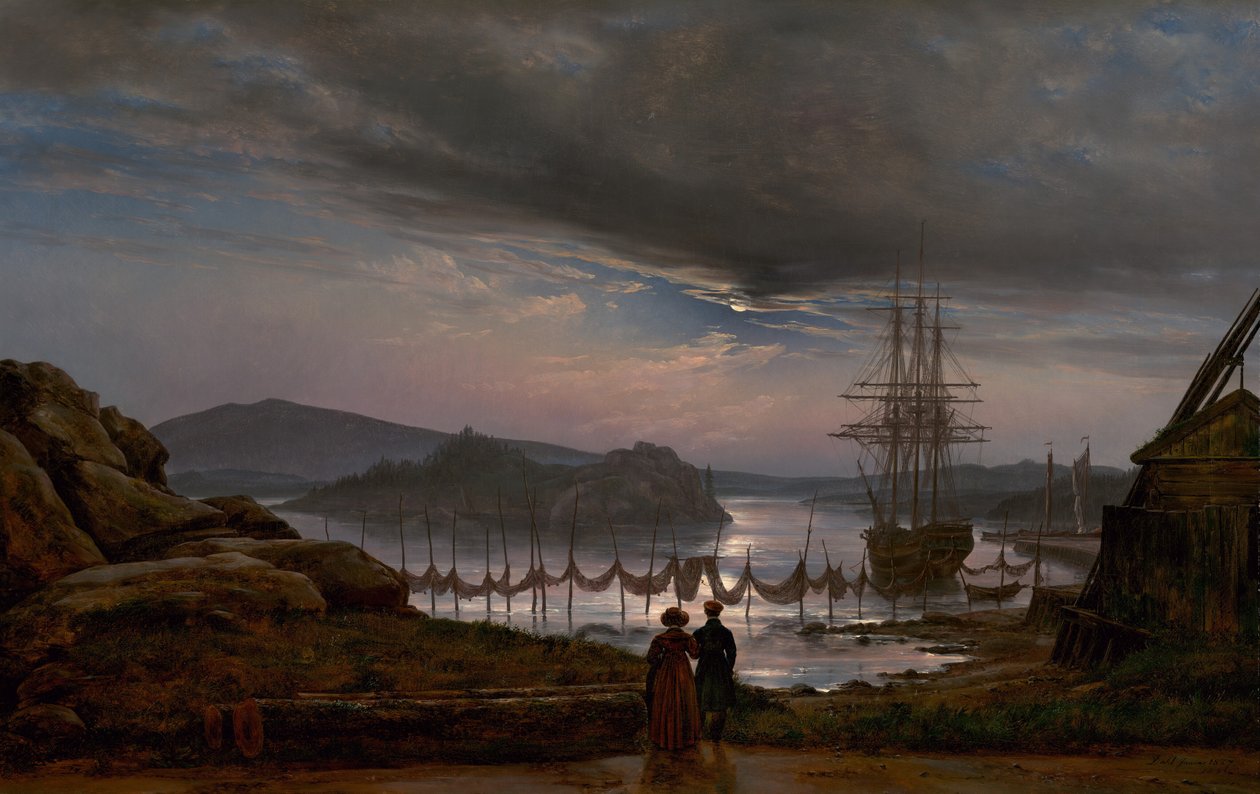 Pohled z Vaekero poblíž Christiania od Johan Christian Dahl