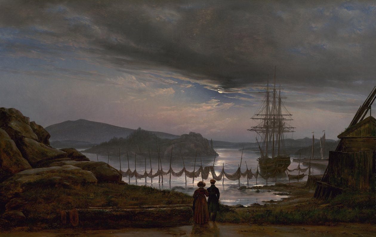 Pohled z Vaekero poblíž Christiania od Johan Christian Dahl