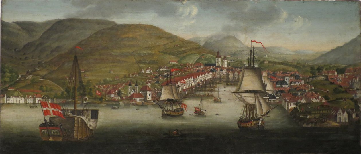 Pohled na přístav Bergen od Johan Christian Dahl
