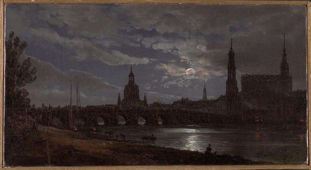 Pohled na Drážďany za měsíčního svitu od Johan Christian Dahl