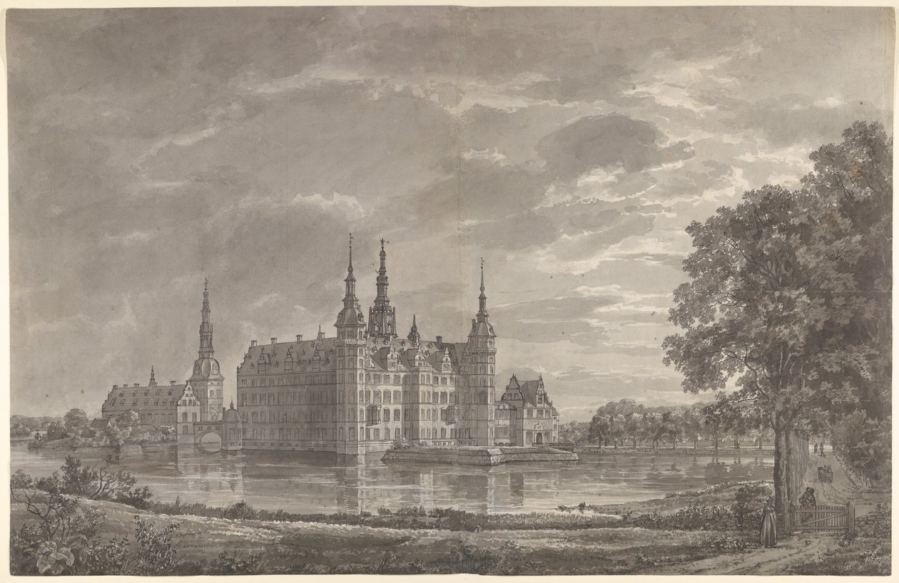 Pohled na zámek Frederiksborg od severovýchodu od Johan Christian Dahl