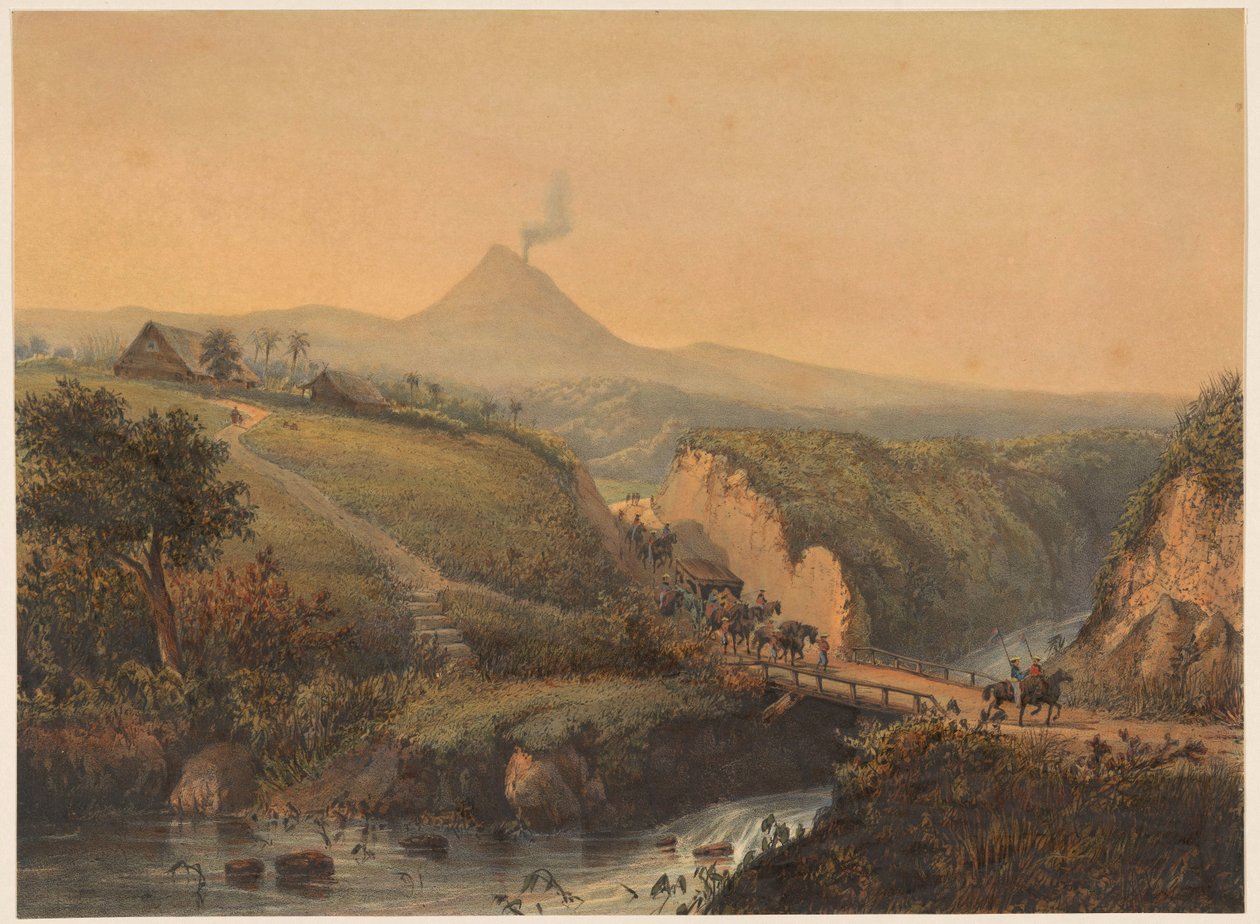 Výhled do okolí Malangu Krajina v Malangsche (Residence Passarouan.) (název na objektu) od Johan Conrad Greive