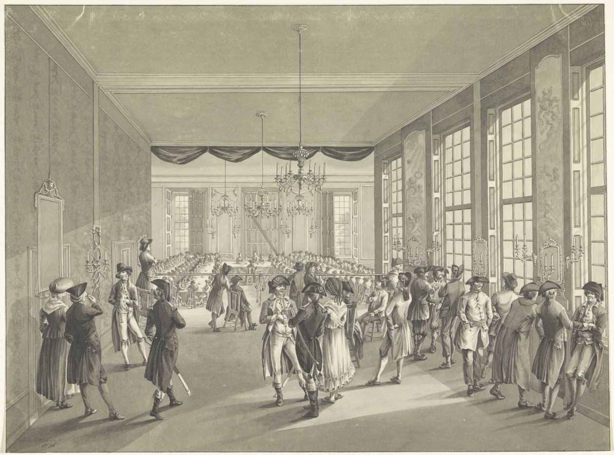 Generální ústřední shromáždění v Haagu, 1795 Ústřední sněm konaný v St. Joris Doelen v Haagu v roce 1796 (titul na předmětu) od Johan Daniël de Gijselaar