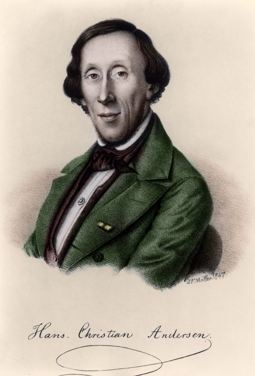 Portrét Hanse Christiana Andersena (1805-1875) (později kolorování) od Johan Frederick Moller