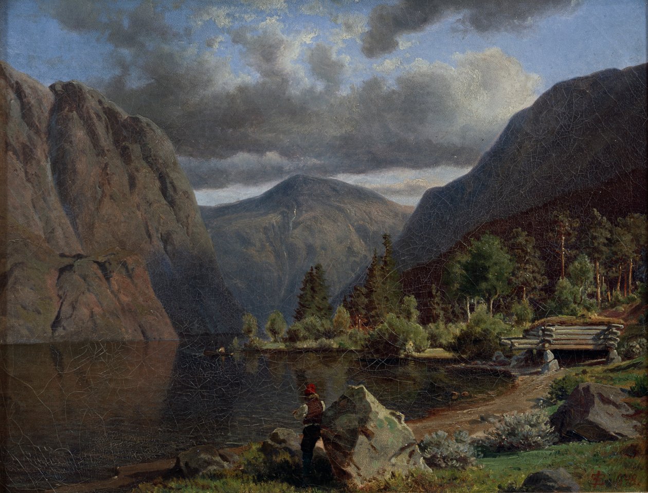 Muž v krajině fjordu od Johan Fredrik Eckersberg
