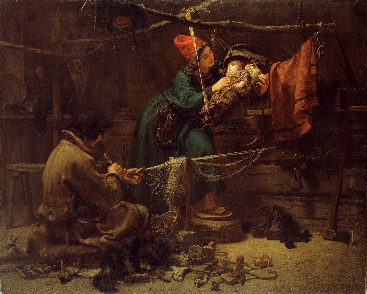 Uvnitř laponského stanu, 1857 od Johan Fredrik Hockert