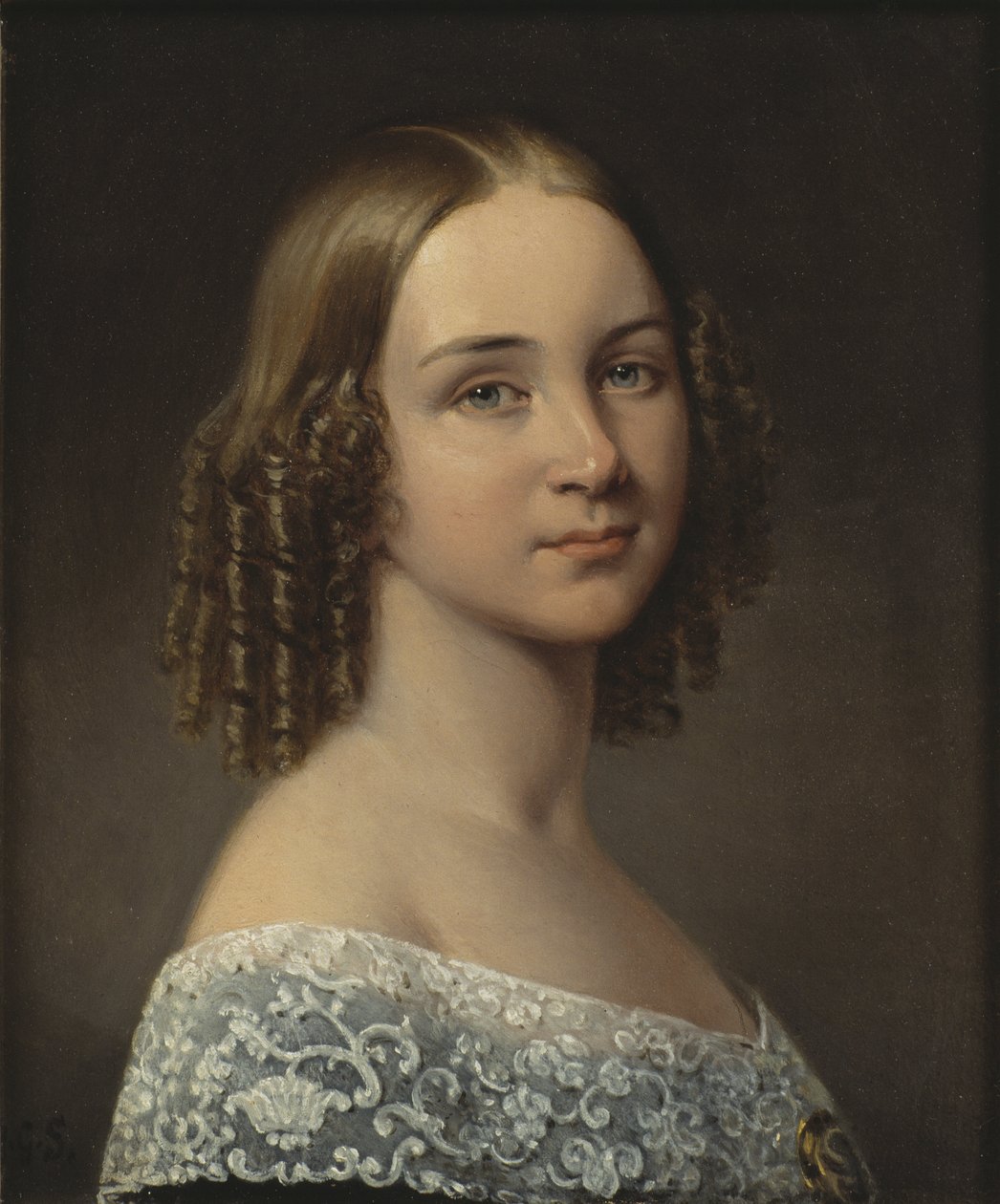Jenny (Johanna Maria) Lind - Portrét sopranistky Jenny Lind (1820-1887), Sandberg, Johan Gustaf (1782-1854). Olej na dřevě, po 1844. Rozměr : 24x19 cm. Národní muzeum Stockholm od Johan Gustaf Sandberg