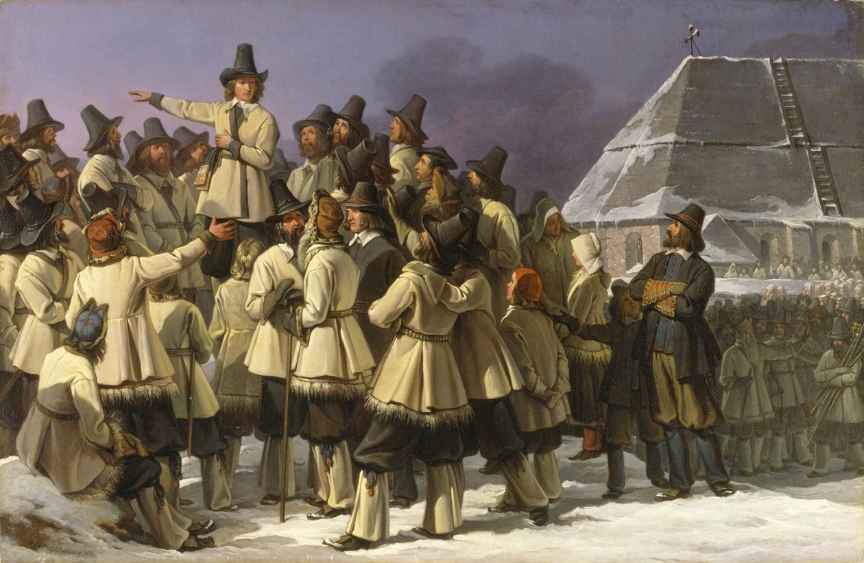 Švédský král Gustav Vasa promlouvá k mužům z Dalarny v Mora, 1836 od Johan Gustaf Sandberg