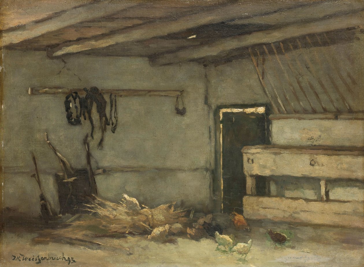 Interiér stáje od Johan Hendrik Weissenbruch