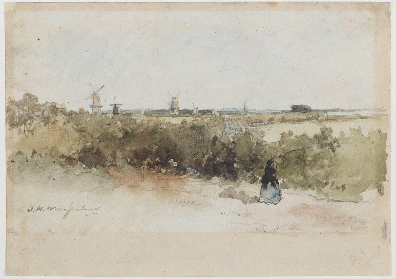 Krajina s větrnými mlýny od Johan Hendrik Weissenbruch
