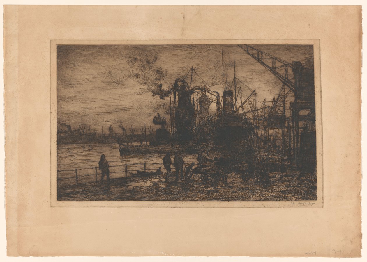 Pohled na přístav Rotterdam od Johan Hendrik van Mastenbroek (signed by artist)