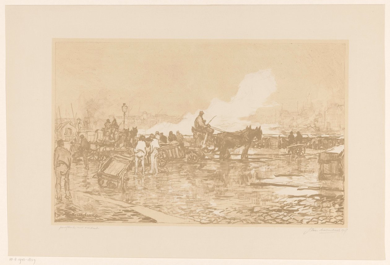 Pohled na přístav v Rotterdamu od Johan Hendrik van Mastenbroek (signed by artist)