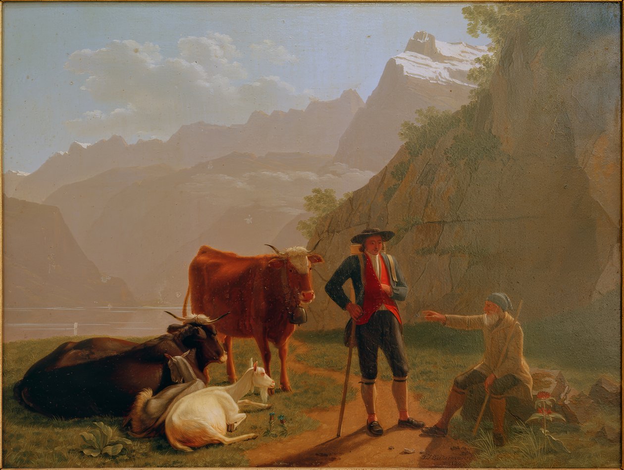 Lucernské jezero s pastýři od Johan Jakob Biedermann