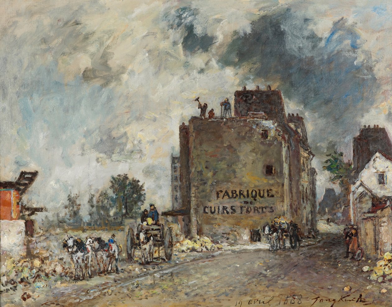 Demolice v ulici Rue des Franc-Bourgeois St. Marcel od Johan Jongkind