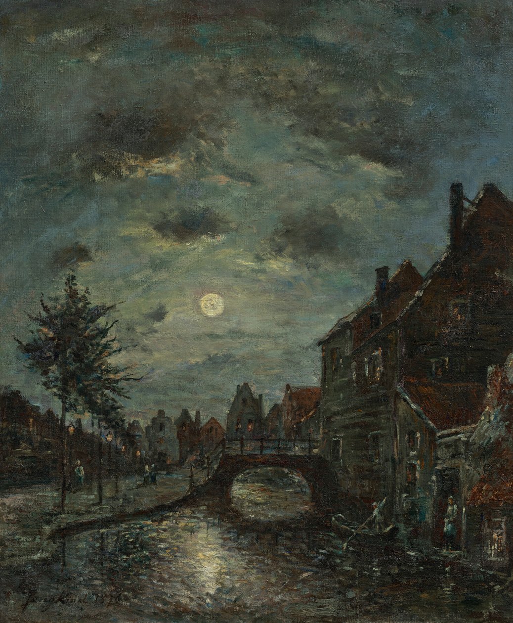 Vnitrozemský kanál v Dordrechtu, Claire de Lune. od Johan Jongkind