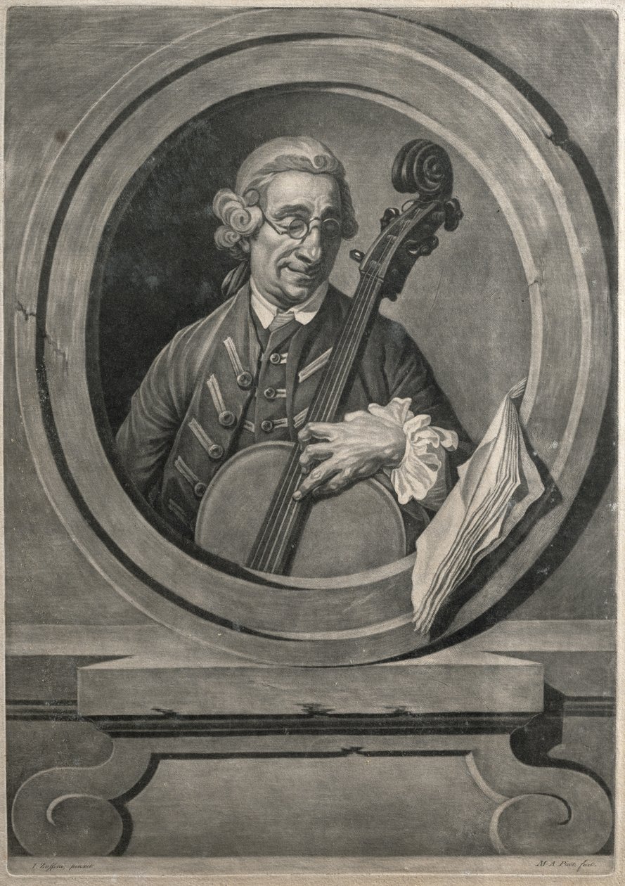 Portrét hudebníka, možná Franz Joseph Haydn (1732-1809), vyrytý M.A. Picot od Johan Joseph Zoffany