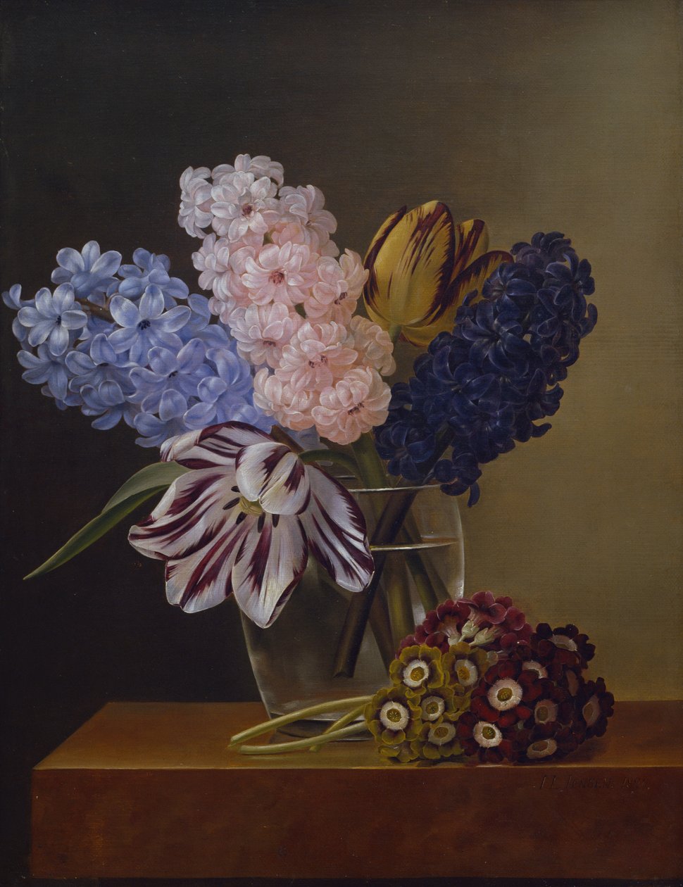 Tulipány, hyacinty a fialky od Johan Laurents Jensen