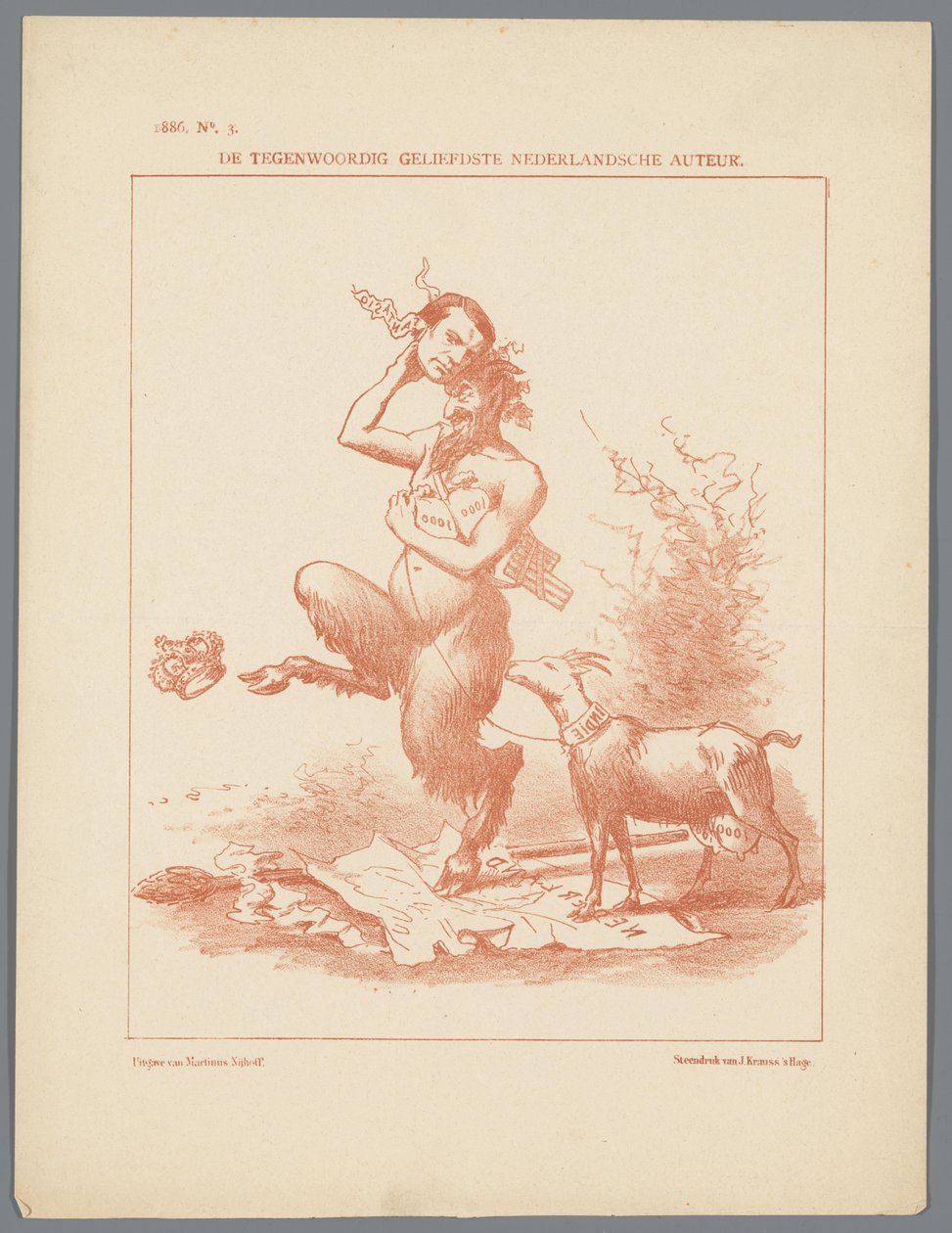Přímý tisk na Busken Huet, 1886 Nejoblíbenější holandský autor současnosti (název na objektu) od Johan Michaël Schmidt Crans