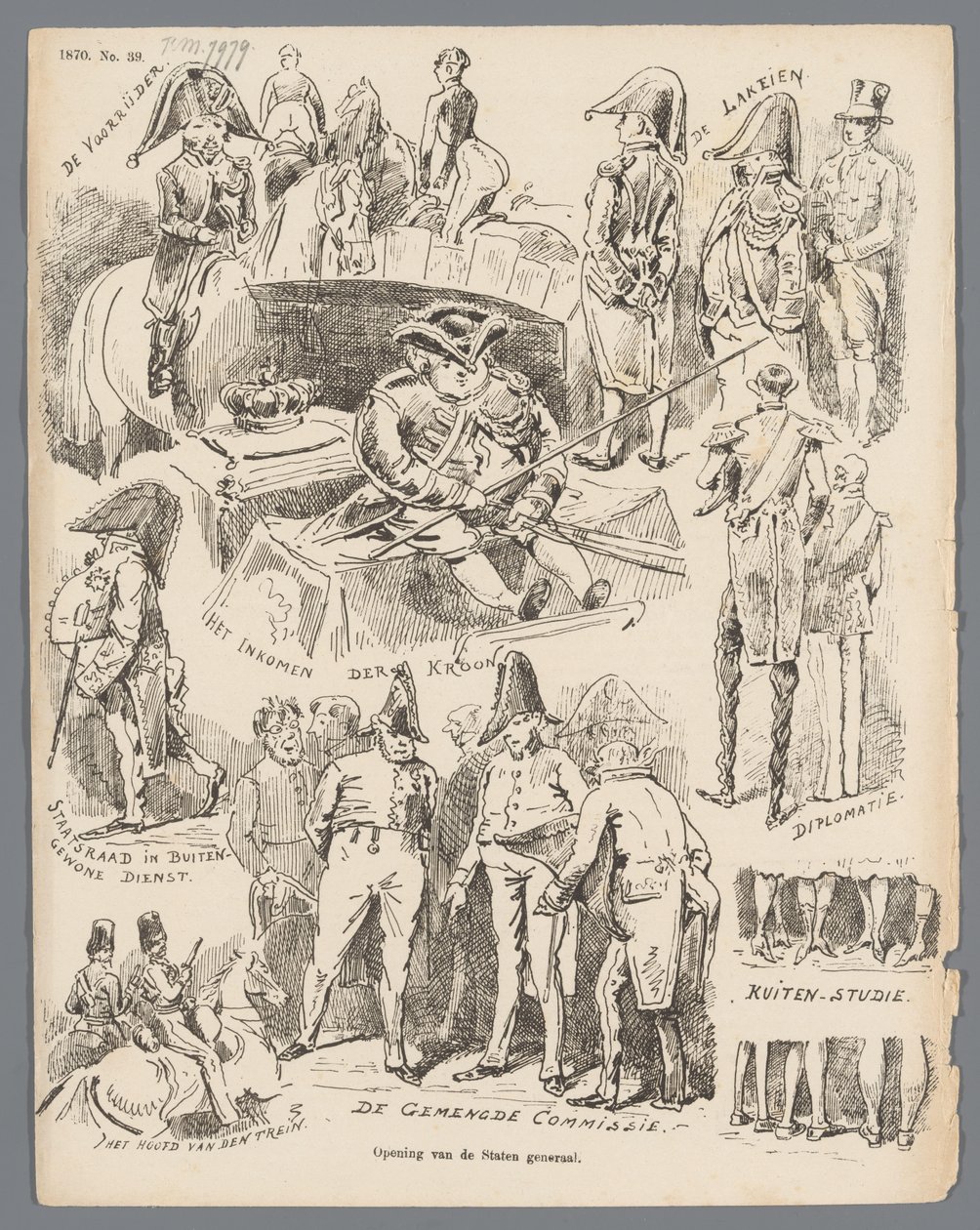 Kreslený film o otevření státu General, 1870 Otevření generálních států (název na objektu) od Johan Michaël Schmidt Crans