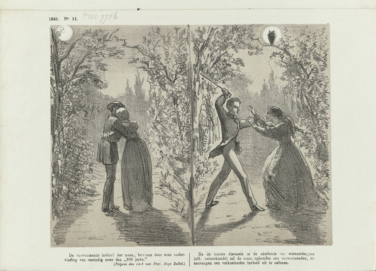 Karikatura o vlivu měsíce, 1865 od Johan Michaël Schmidt Crans