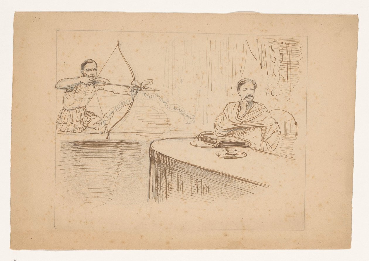 Studie pro kreslený film „Návrh řádu lorda z Kerkwijku“, 1878 od Johan Michaël Schmidt Crans