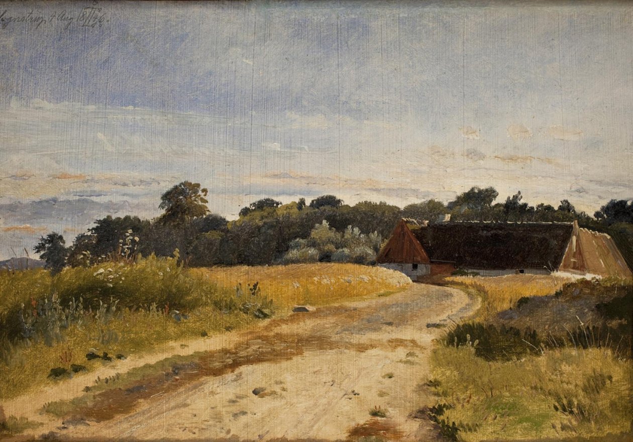 Croft v Lodskově poblíž Vognserup Manor. Studie od Johan Thomas Lundbye