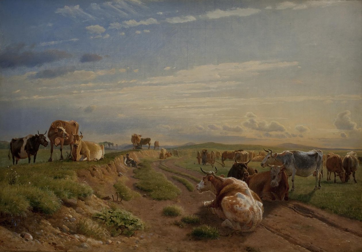 Milking Place poblíž Vognserup Manor, Zéland od Johan Thomas Lundbye