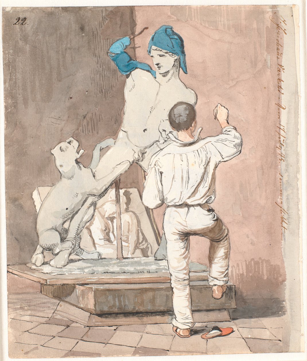 Sochař J.A. Jerichau ve svém ateliéru v Římě od Johan Thomas Lundbye