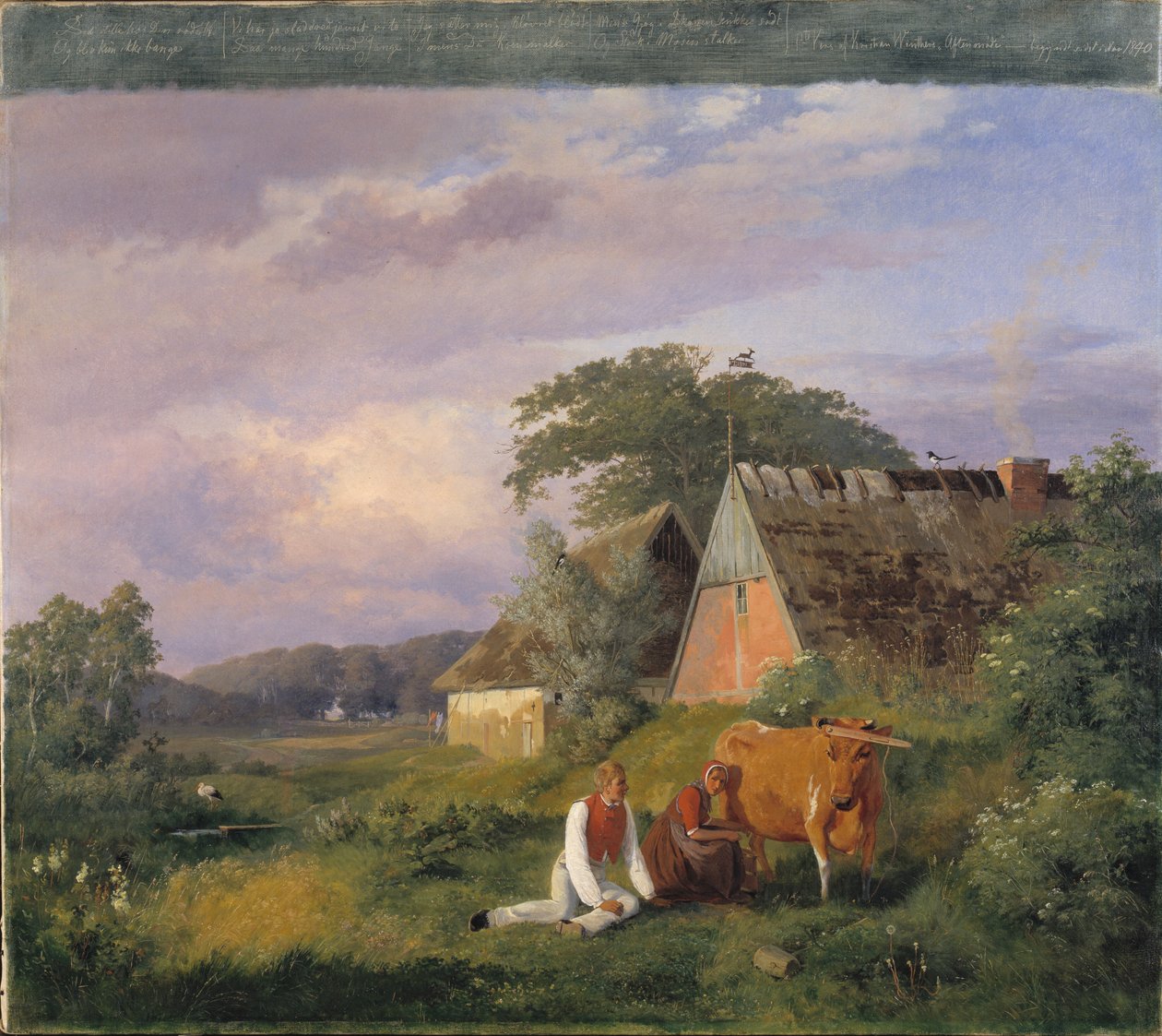 Scéna dojení. Ilustruje báseň Christiana Winthera od Johan Thomas Lundbye