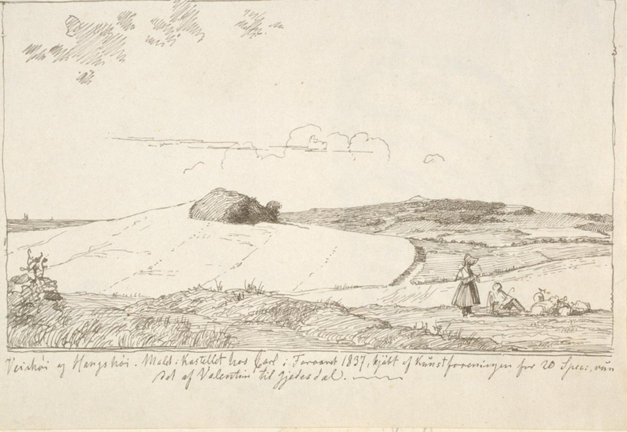 Zélandská krajina. V pozadí Vejrhøj, vlepeno f.n. strana 6 od Johan Thomas Lundbye