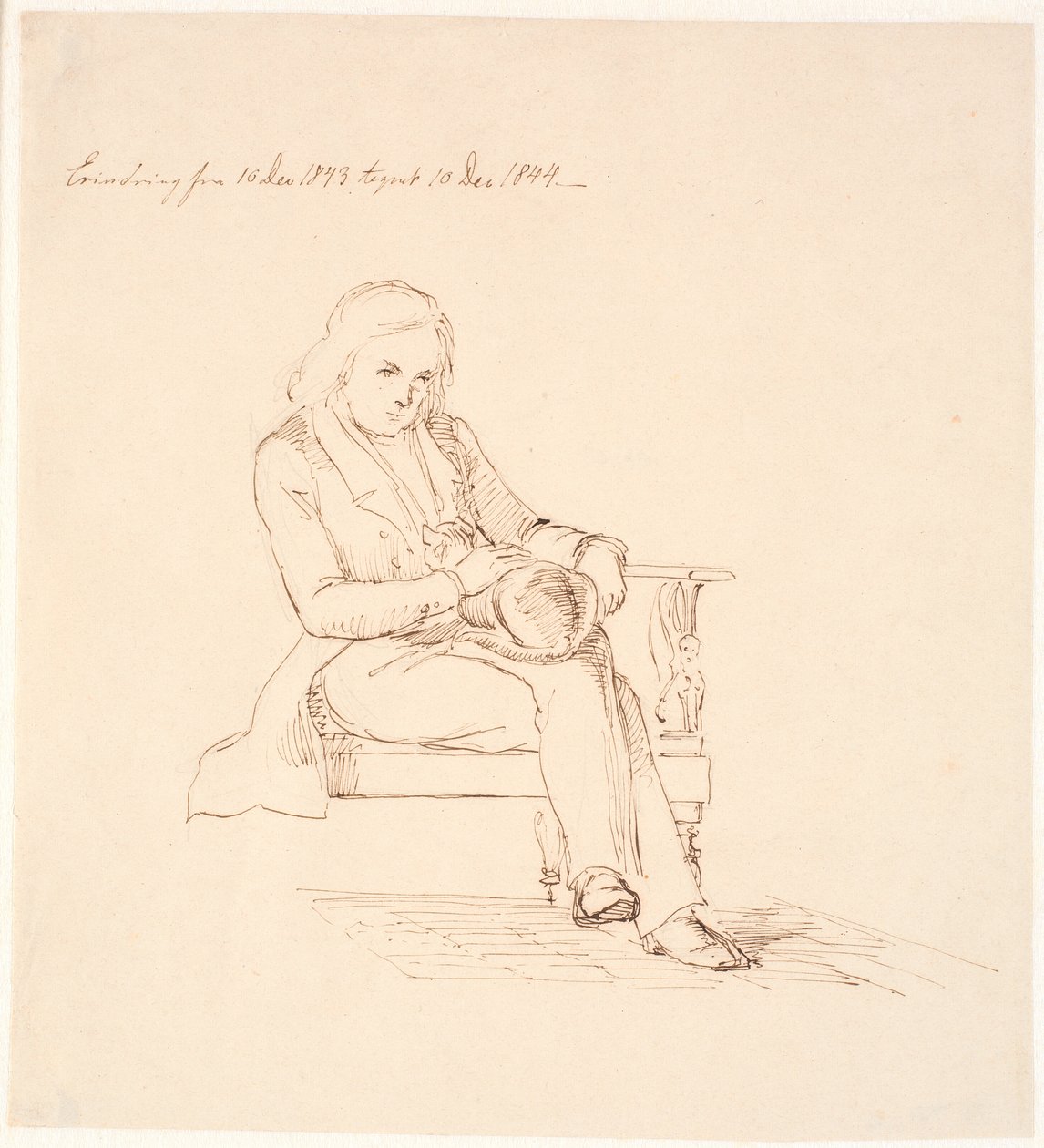 Thorvaldsen sedí na pohovce od Johan Thomas Lundbye