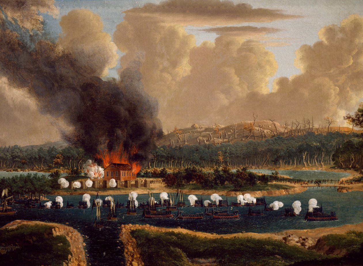 Bitva o Vransarii proti Rusku o kontrolu nad fjordy u Kockis Kapell, 16. června 1790, Johan Tietrich Schoultz (1754-1807), rusko-švédské války, Švédsko od Johan Tietrich Schoultz