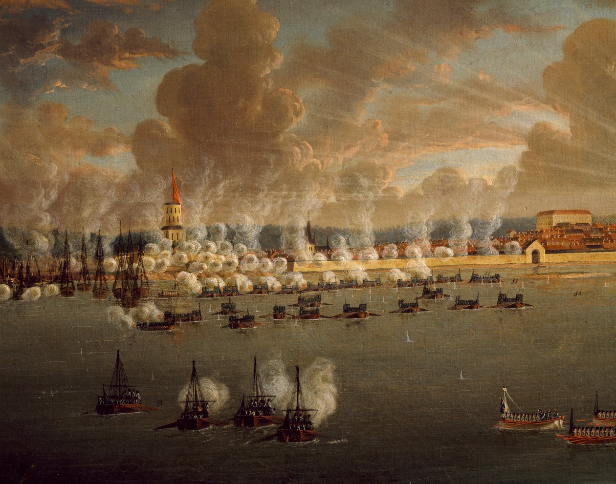 Švédská flotila Gustava III. obléhala Frederikshavn, 20. května 1790, Johan Tietrich Schoultz (1754-1807), rusko-švédské války, dánština od Johan Tietrich Schoultz