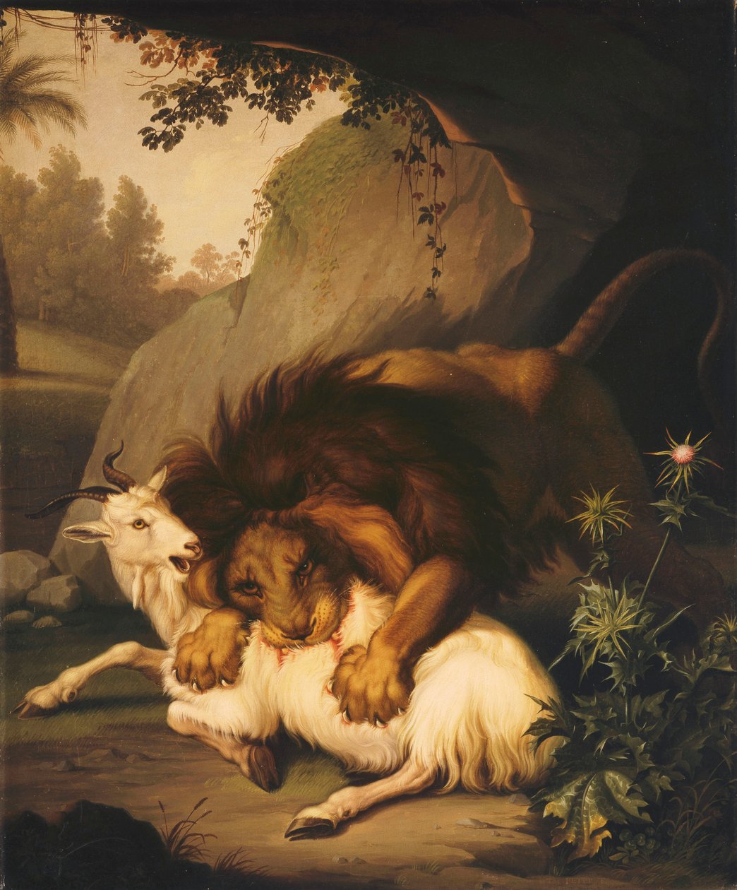 Lev útočící na kozu, 1785 od Johan Wenzel Peter