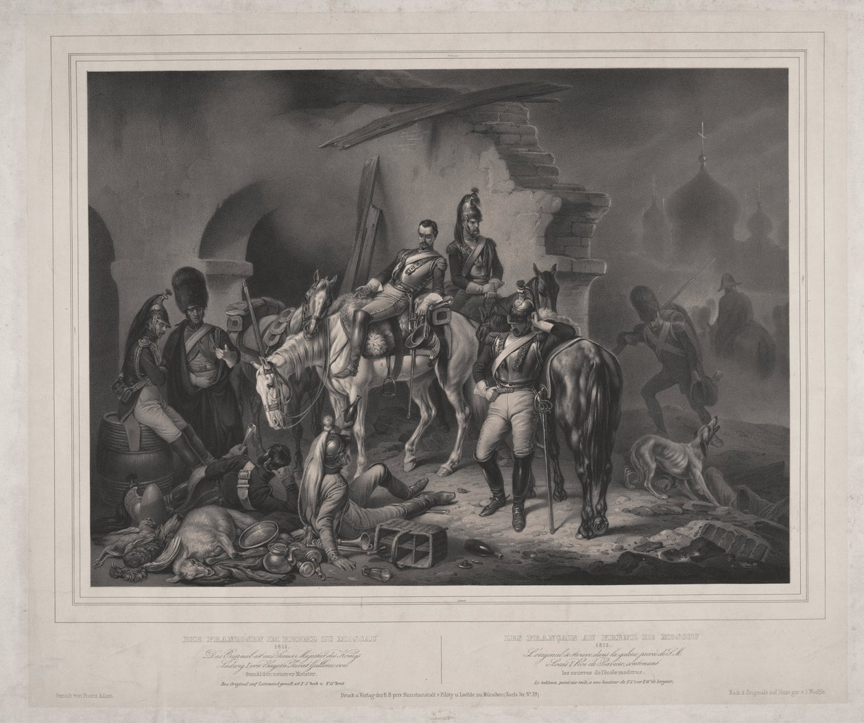 Francouzská armáda v moskevském Kremlu - Woelfle, Johannes (1807-1893) - 1830 - Litografie - 60,8x85,9 - Soukromá sbírka od Johan Woelfle