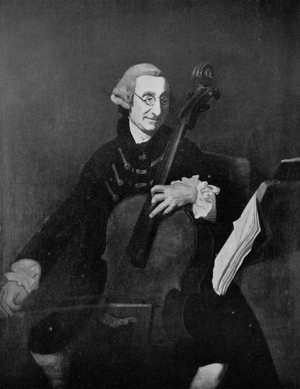 Giacomo Cervetto 1680-1783, italský violoncellista od Johan Zoffany