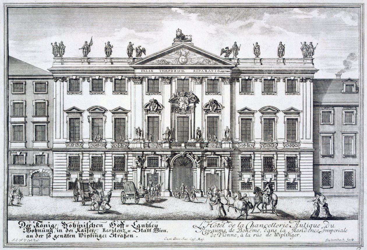 Kancelář Českého království, součást císařské rezidence ve Wiplingerově ulici ve Vídni, cca 1719 od Johann Bernhard Fischer von Erlach
