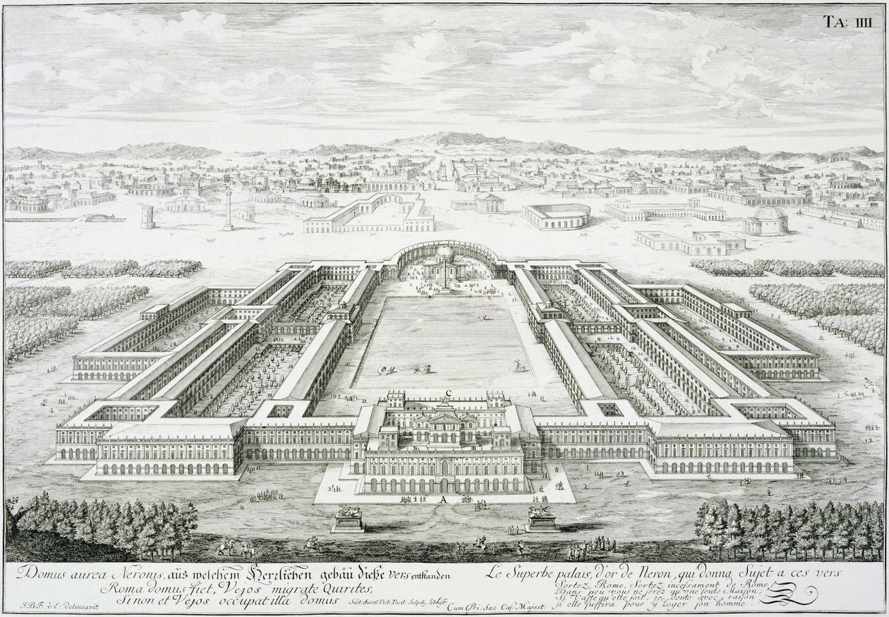 Zlatý palác císaře Nera (54-68 AD), Řím, z „Návrhu historické architektury“, 1721 od Johann Bernhard Fischer von Erlach