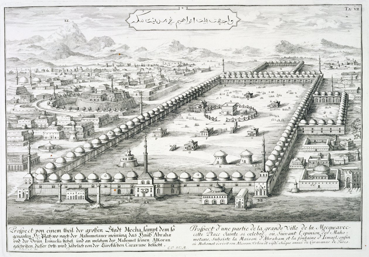 Pohled na Mekku, z „Návrhu historické architektury“, 1721 od Johann Bernhard Fischer von Erlach