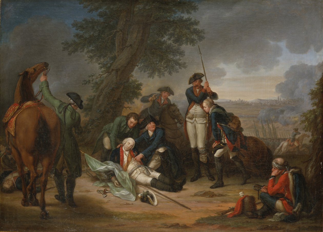 Smrt polního maršála Schwerina v bitvě u Prahy od Johann Christoph Frisch