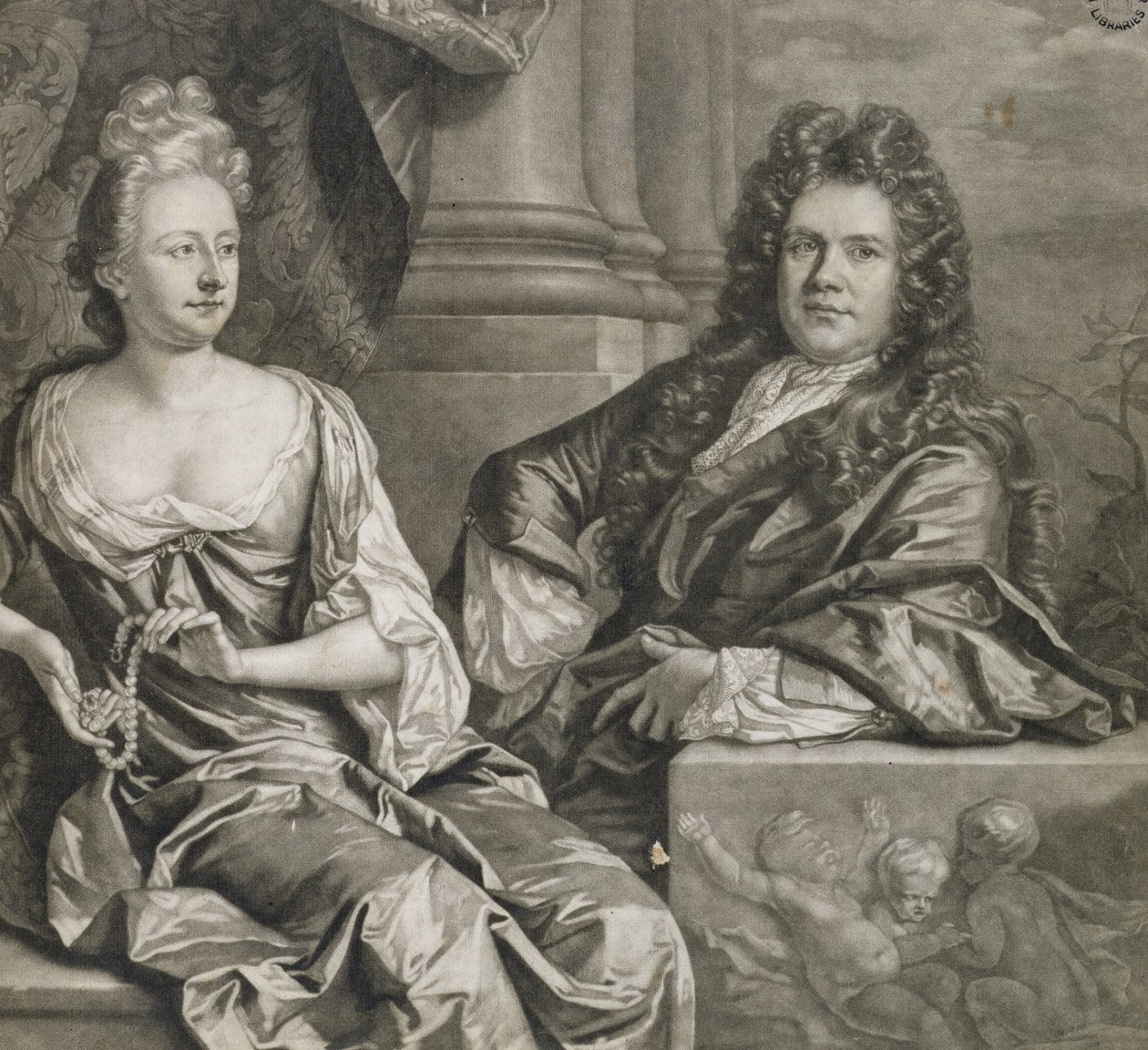 Pan a paní Gibbonsovi, rytý John Smith (mezzotintová rytina) od Johann Closterman