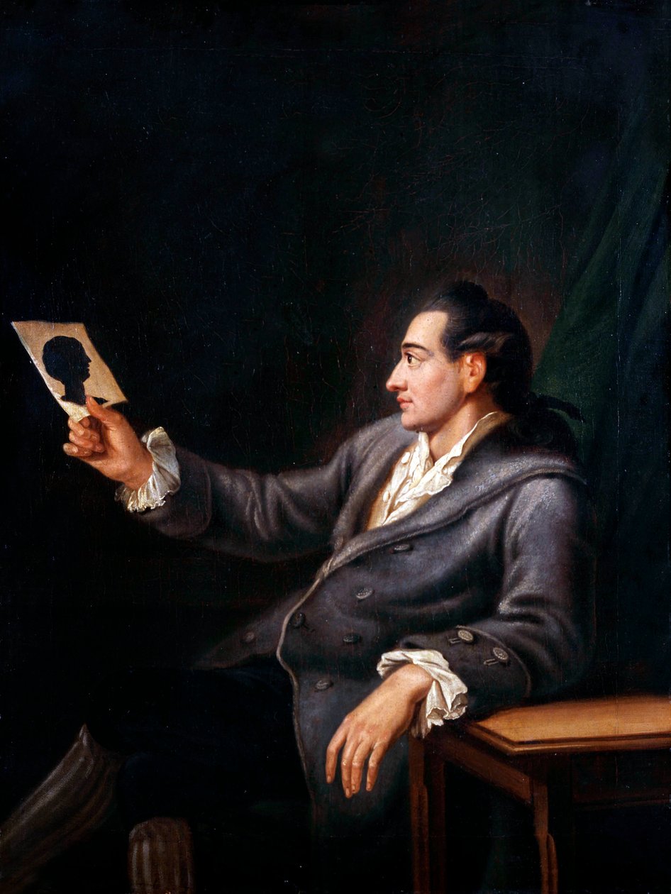 Johann Wolfgang Von Goethe při pohledu na siluetu, kopie obrazu G. M. Krause, kolem roku 1778 od Johann Ehrenfried Schumann