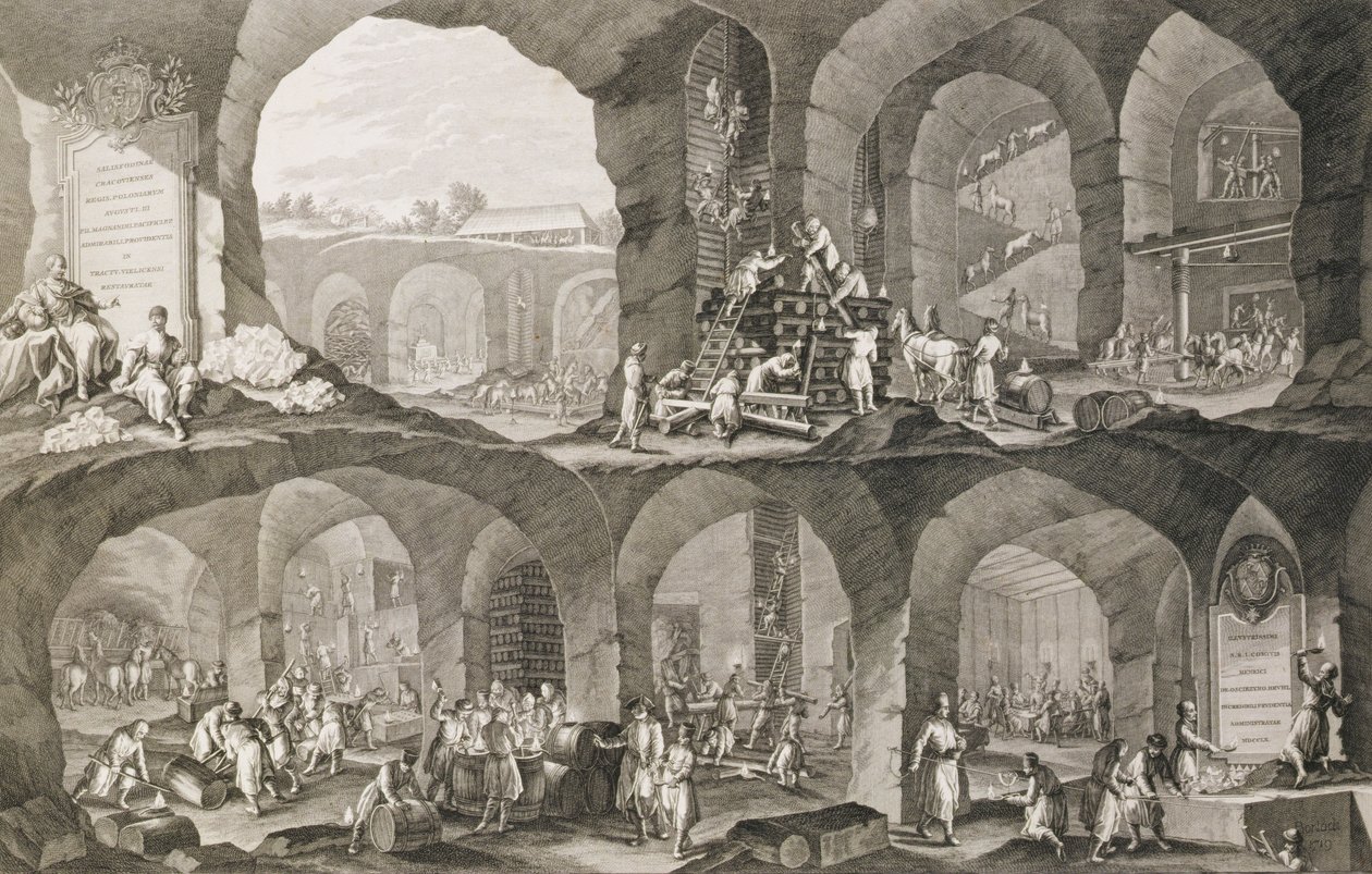 Uvnitř solného dolu ve Wieliczce od Johann Esaias Nilson
