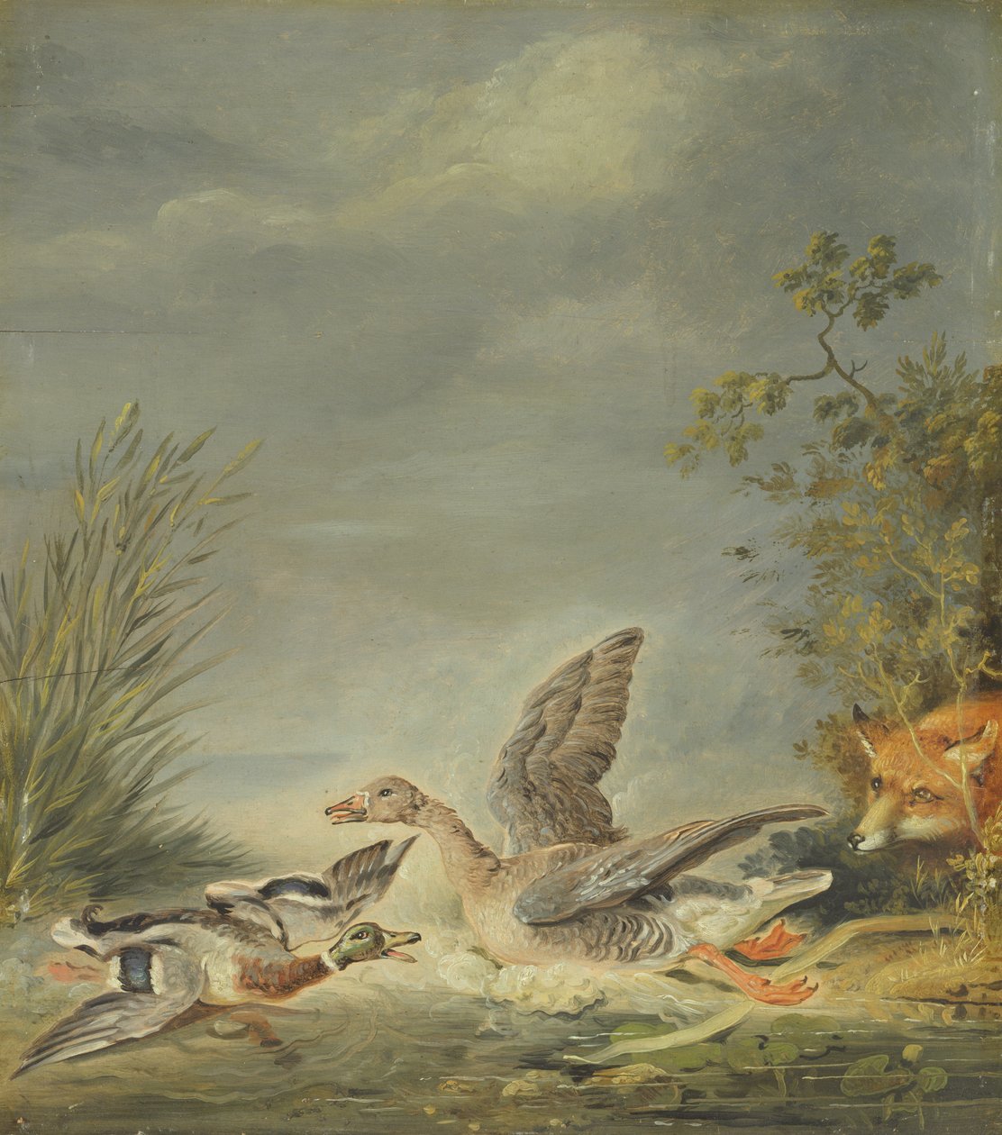 Liška a vodní ptactvo od Johann Friedrich August Tischbein