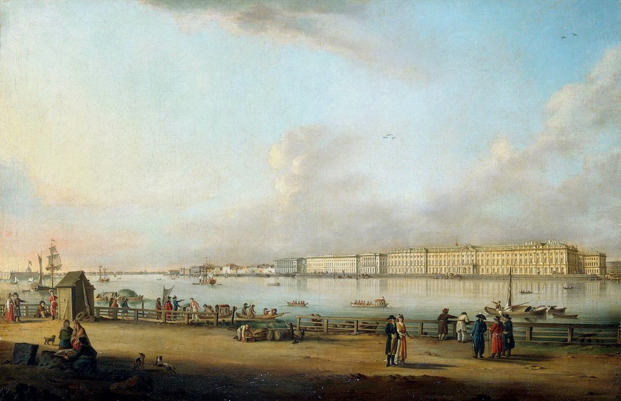 Pohled na Zimní palác z Vasiljevského ostrova, 1796 od Johann Georg Mayr