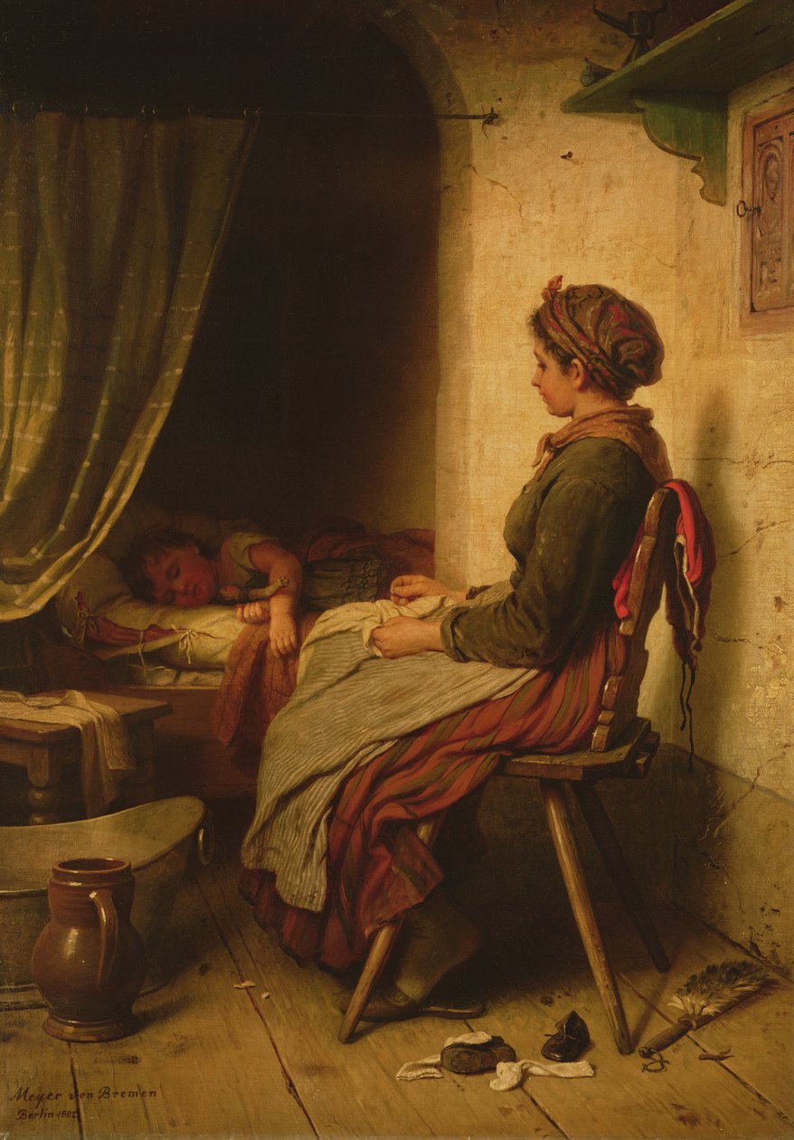 Spící dítě, 19. století od Johann Georg Meyer von Bremen