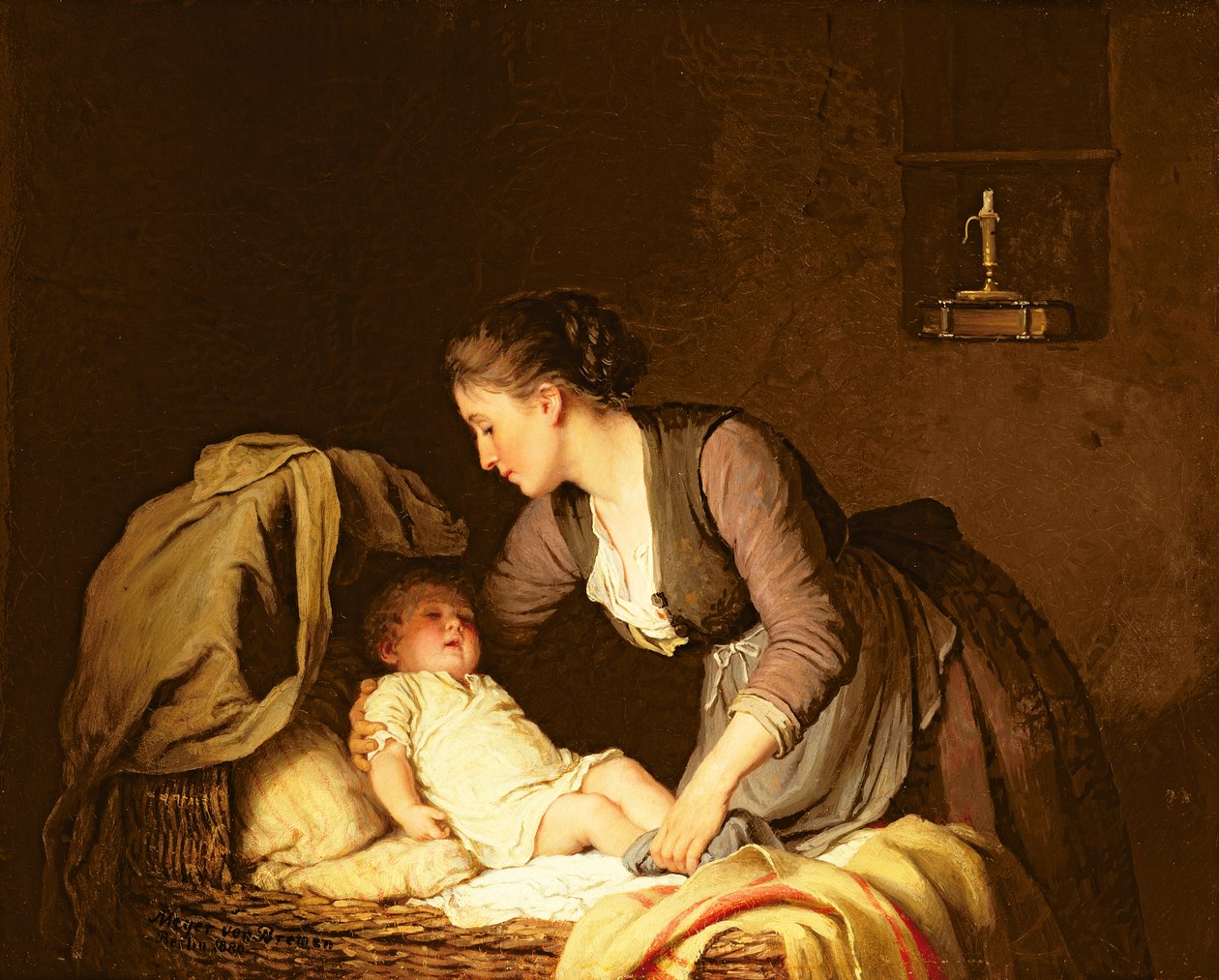 Svlékání dítěte, 1880 od Johann Georg Meyer von Bremen